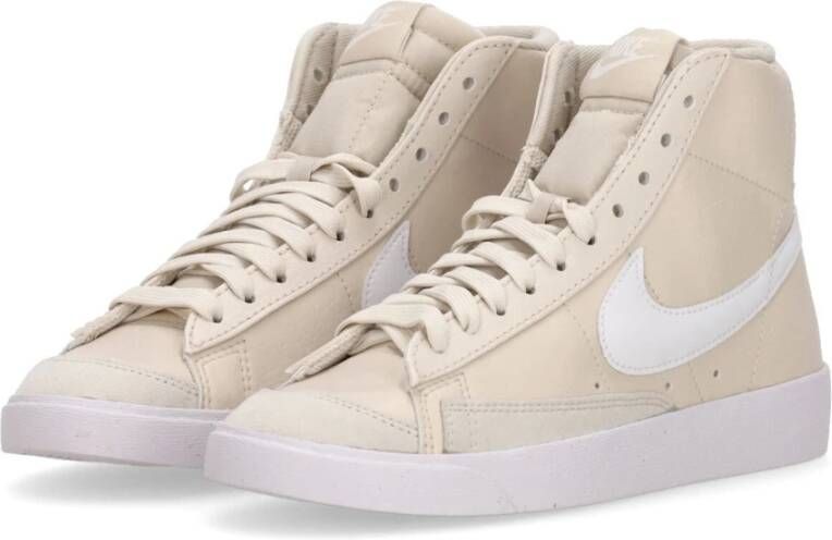 Nike Bruin Leren Hoge Sneaker Beige Dames