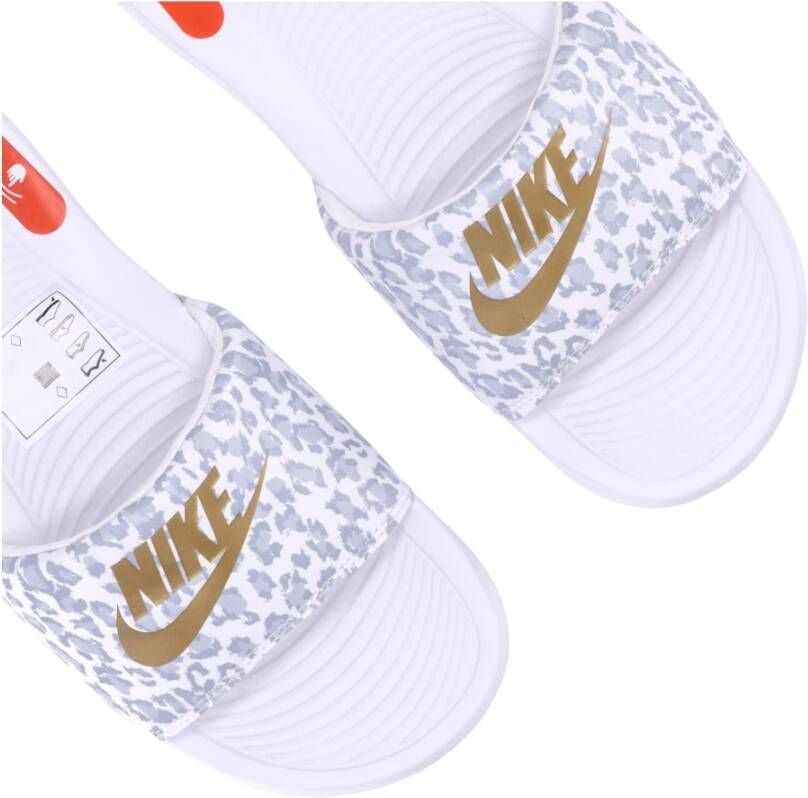 Nike Dierenprint Slide Slippers Wit Goud Grijs White Dames