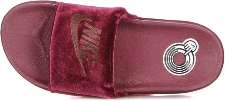 Nike Fluwelen Band Slippers Donkerroze Pink Dames