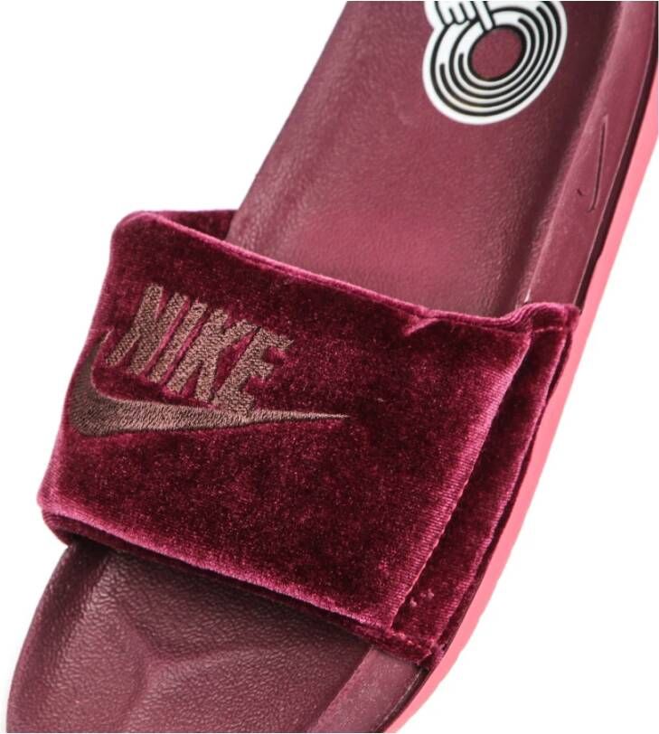 Nike Fluwelen Band Slippers Donkerroze Pink Dames