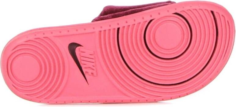 Nike Fluwelen Band Slippers Donkerroze Pink Dames