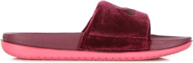 Nike Fluwelen Band Slippers Donkerroze Pink Dames