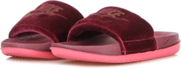 Nike Fluwelen Band Slippers Donkerroze Pink Dames