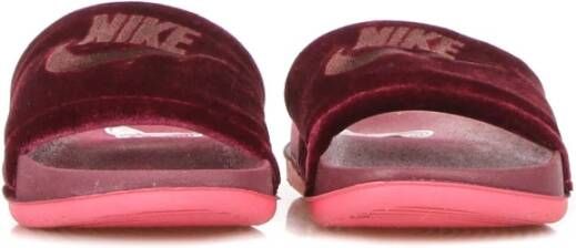 Nike Fluwelen Band Slippers Donkerroze Pink Dames