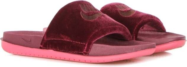 Nike Fluwelen Band Slippers Donkerroze Pink Dames