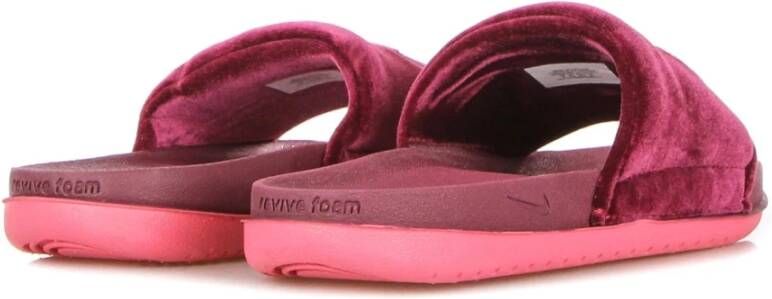 Nike Fluwelen Band Slippers Donkerroze Pink Dames