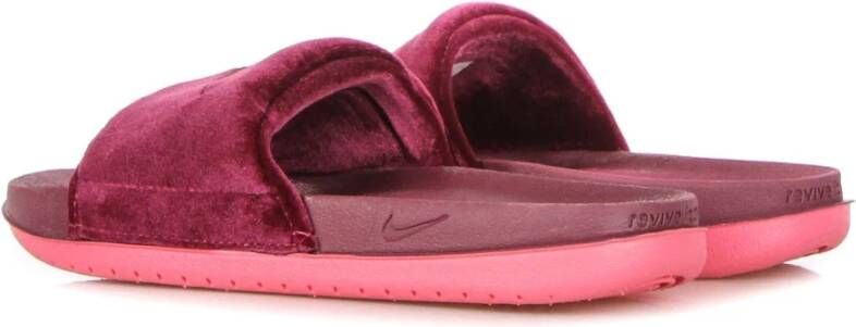 Nike Fluwelen Band Slippers Donkerroze Pink Dames