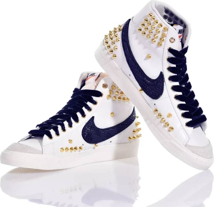 Nike Handgemaakte Wit Blauw Goud Sneakers Multicolor Heren