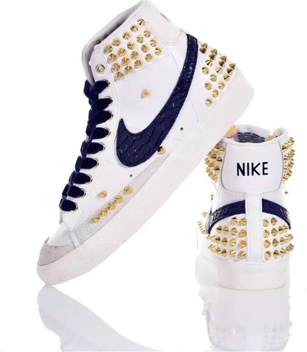 Nike Handgemaakte Wit Blauw Goud Sneakers Multicolor Heren