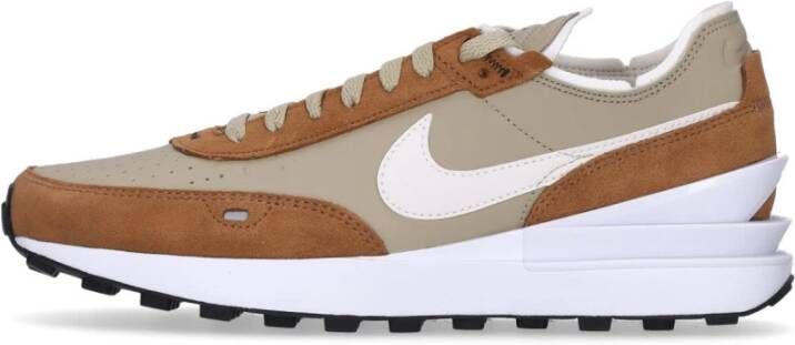 Nike Leren Lage Schoen Bruin Wit Stijlvol Brown Heren