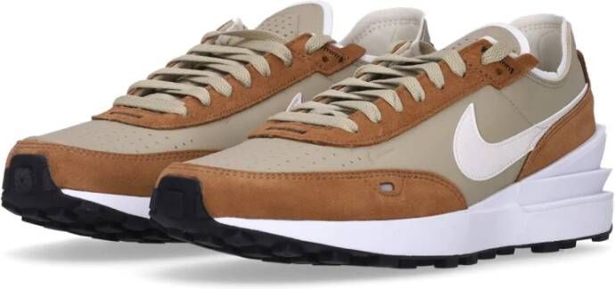 Nike Leren Lage Schoen Bruin Wit Stijlvol Brown Heren