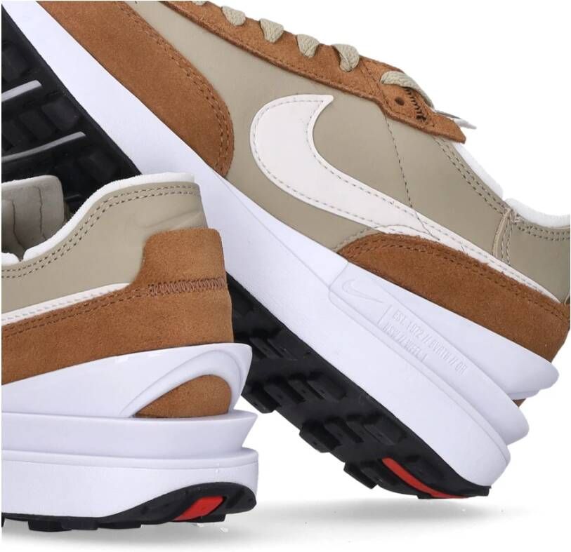 Nike Leren Lage Schoen Bruin Wit Stijlvol Brown Heren