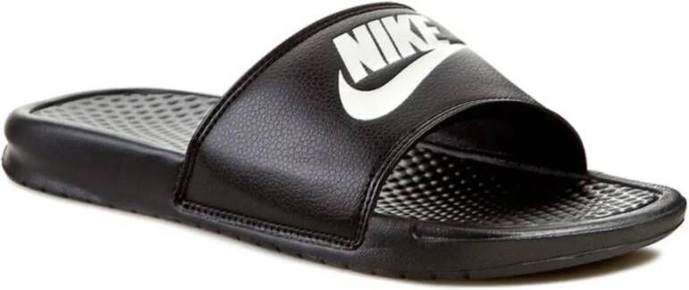 Nike Platte Leren Muiltjes Benassi JDI Black Heren