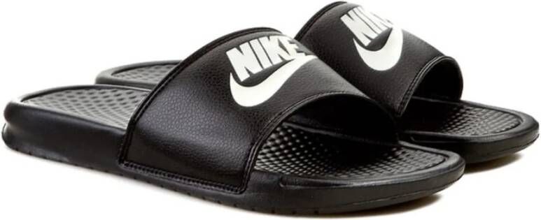 Nike Platte Leren Muiltjes Benassi JDI Black Heren