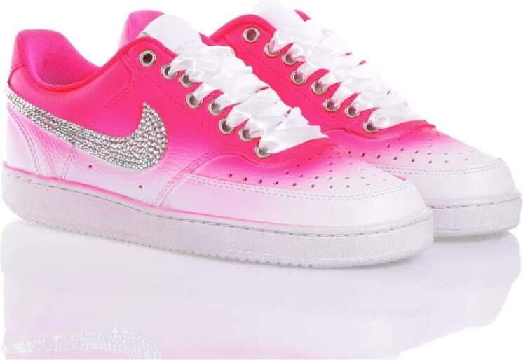 Nike Handgemaakte Wit Roze Sneakers Aangepast Pink Dames