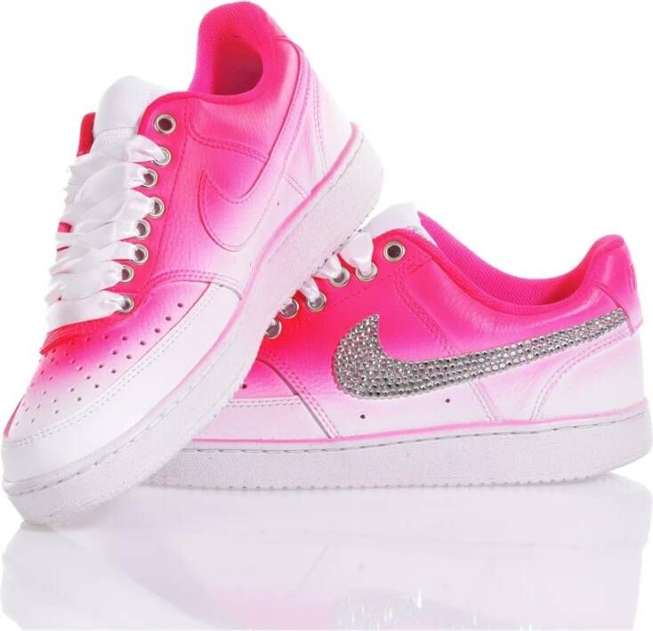 Nike Handgemaakte Wit Roze Sneakers Aangepast Pink Dames