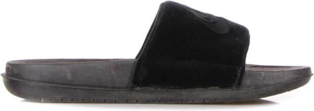 Nike Velours Band Slide Pantoffels Zwart Black Dames