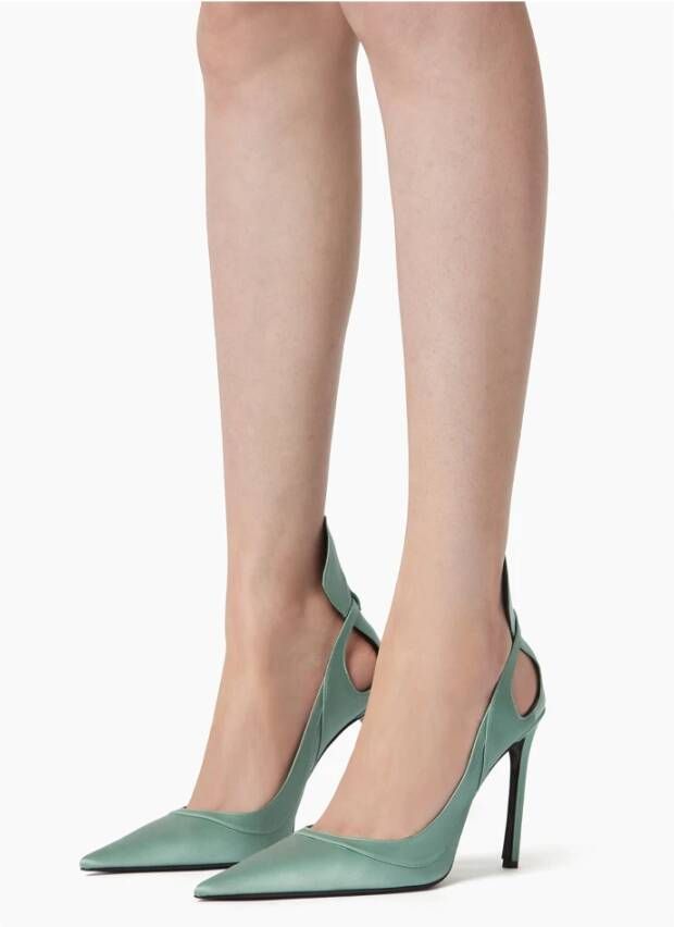 Nina Ricci Satijnen Pumps MET Strik Green Dames