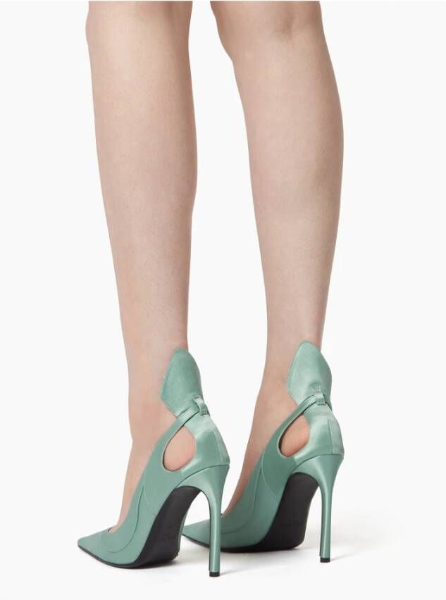 Nina Ricci Satijnen Pumps MET Strik Green Dames