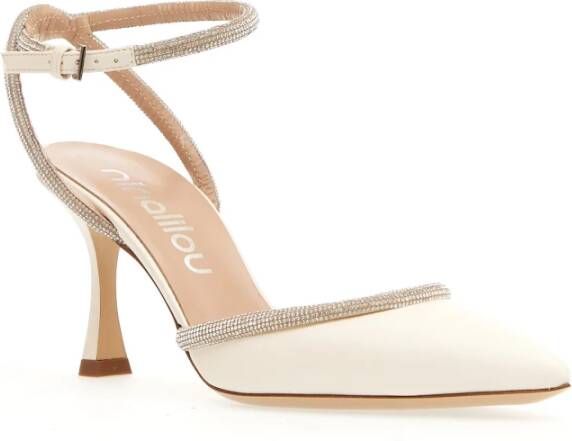 Ninalilou Ivoor Strass Slingback Hakken Beige Dames