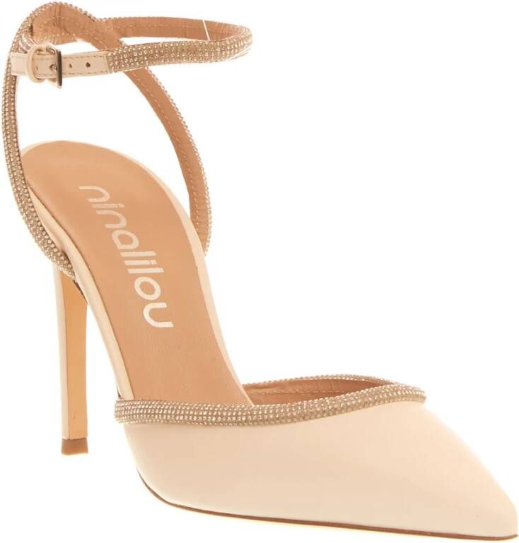 Ninalilou Ivoor Strass Slingback Hakken Beige Dames