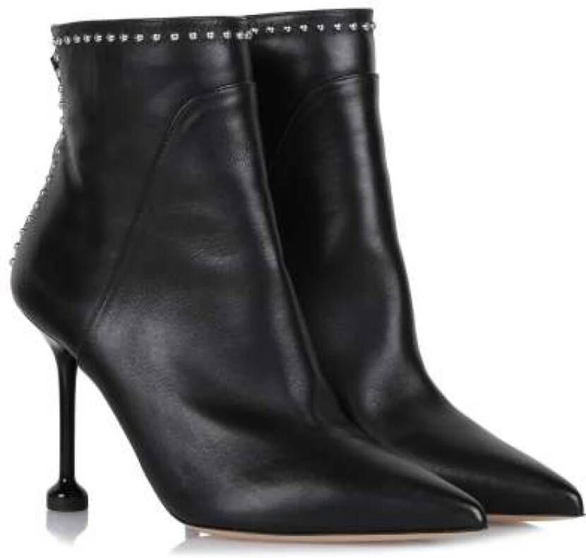 Ninalilou Studded Leren Enkellaars Zwart Black Dames