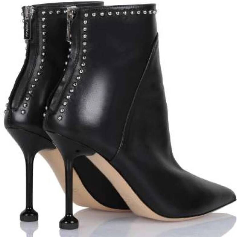 Ninalilou Studded Leren Enkellaars Zwart Black Dames