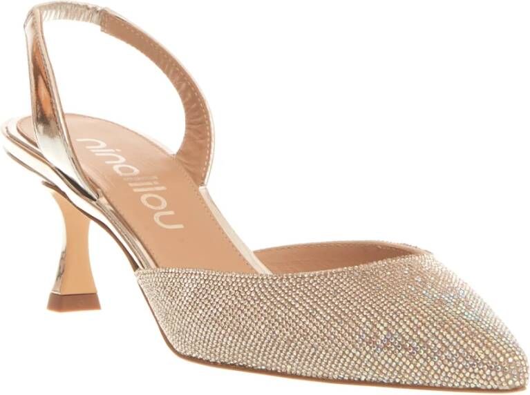 Ninalilou Zilveren Strass Slingback Hakken Gray Dames