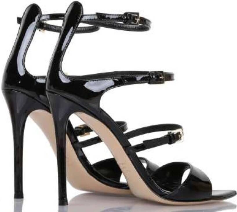 Ninalilou Zwarte Lakleren Stiletto Sandaal Black Dames