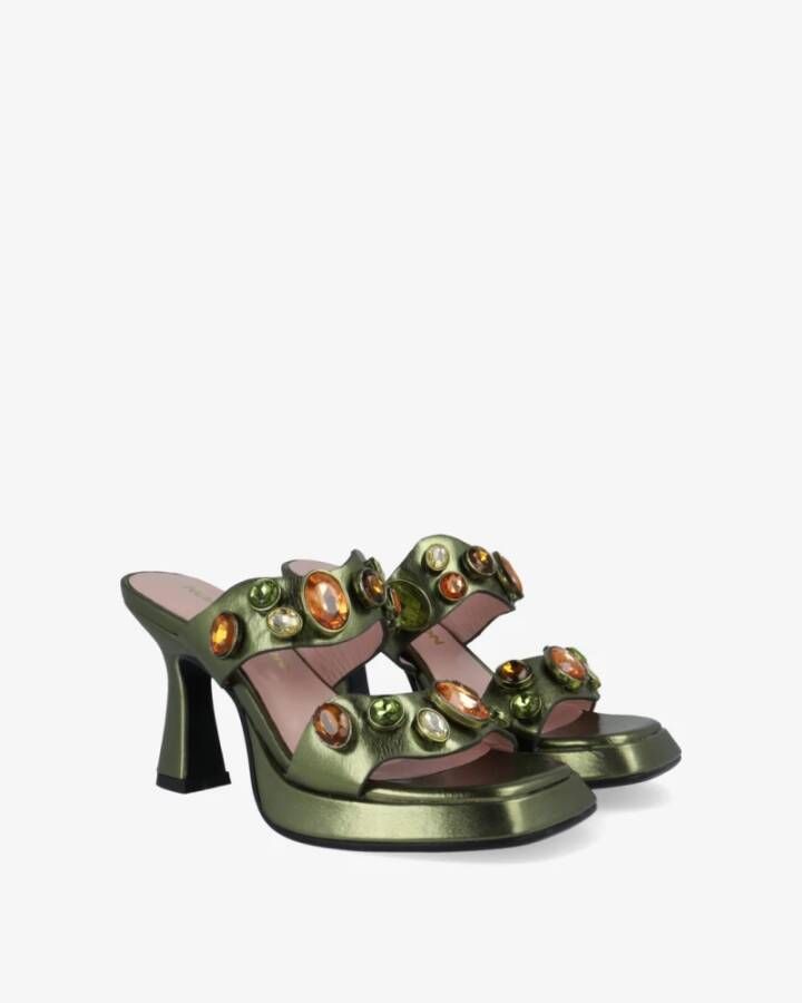 Noa Harmon Metallic Groene Plateauhak Sandaal Green Dames