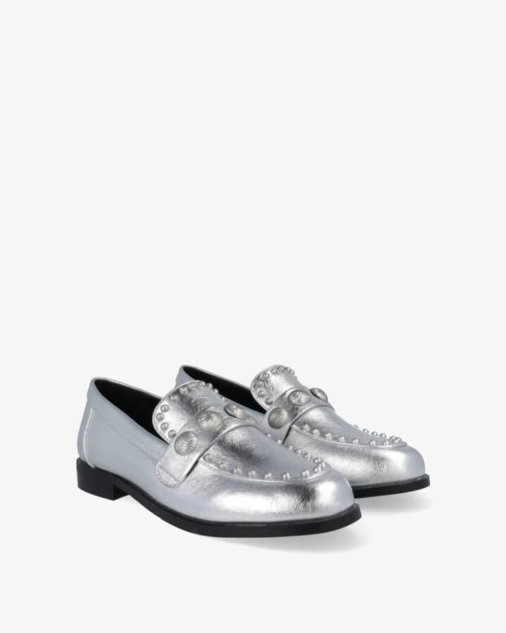 Noa Harmon Stijlvolle Zilveren Vegan Loafers Gray Dames