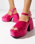 Nodaleto Roze Plateau Sandalen met Decoratieve Gesp Pink Dames - Thumbnail 2