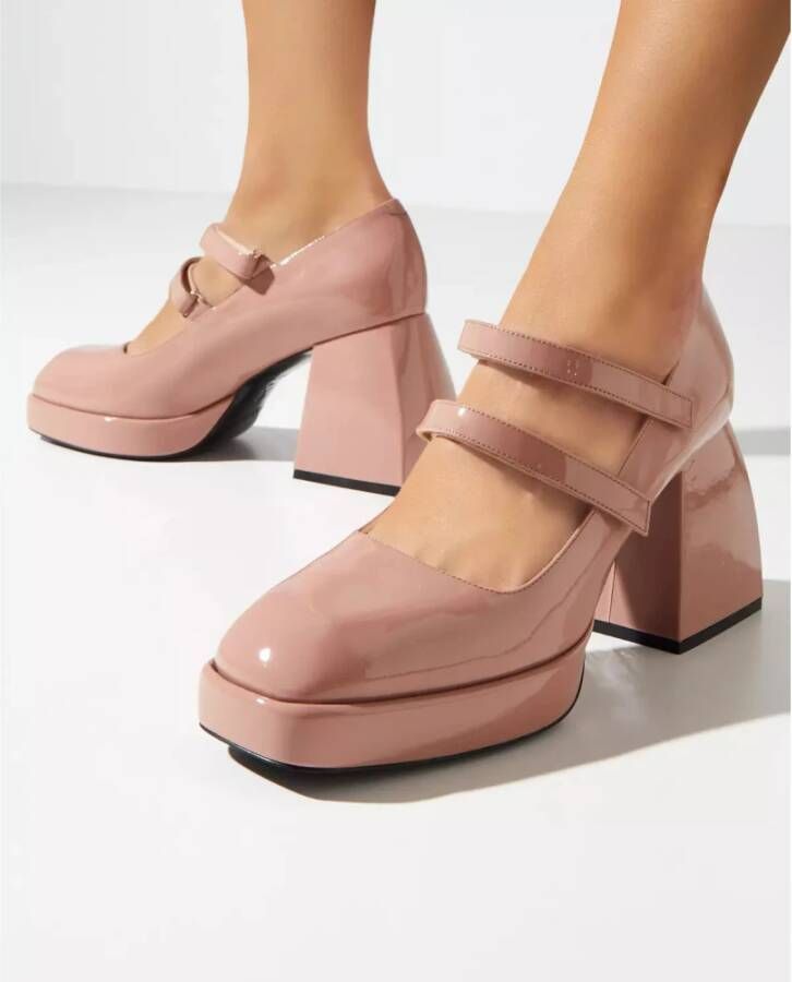 Nodaleto Roze platform schoenen met dubbele klittenbandsluiting Pink Dames