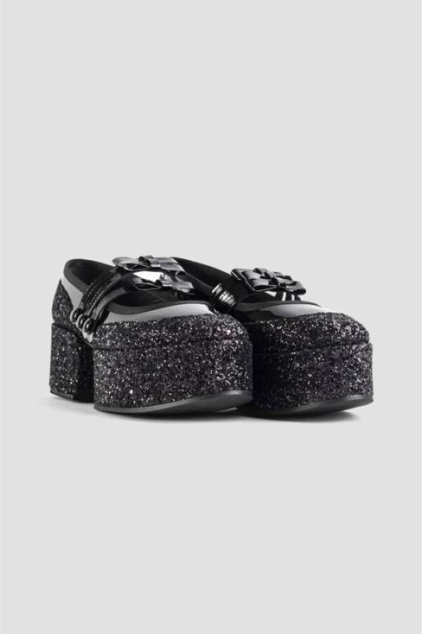 Noir Kei Ninomiya Zwarte Glitter Platform Mary Janes Black Dames