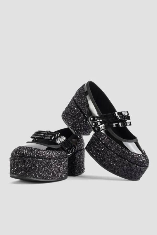 Noir Kei Ninomiya Zwarte Glitter Platform Mary Janes Black Dames