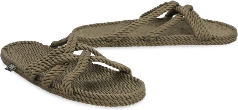 Nomadic State of Mind Rope sandalen met geweven raffia rand Green Dames