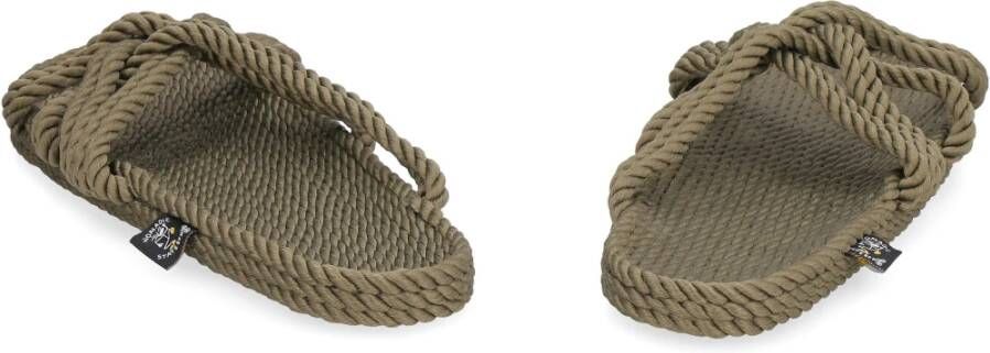 Nomadic State of Mind Rope sandalen met geweven raffia rand Green Dames