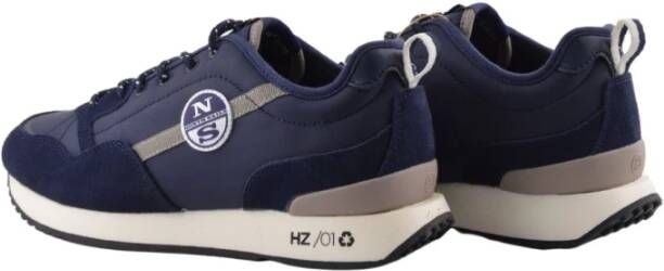 North Sails Blauwe Sneakers van Gerecycled Nylon met Suède Details Blauw Heren