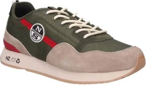 North Sails Sneakers van gerecycled nylon met suède details Groen Heren