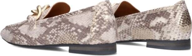 Notre-v Beige Leren Loafers met Slangenprint Beige Dames