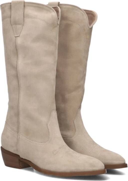 Notre-v Beige Suède Cowboy Enkellaarzen Beige Dames