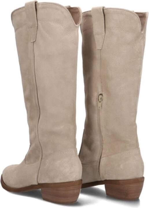 Notre-v Beige Suède Cowboy Enkellaarzen Beige Dames