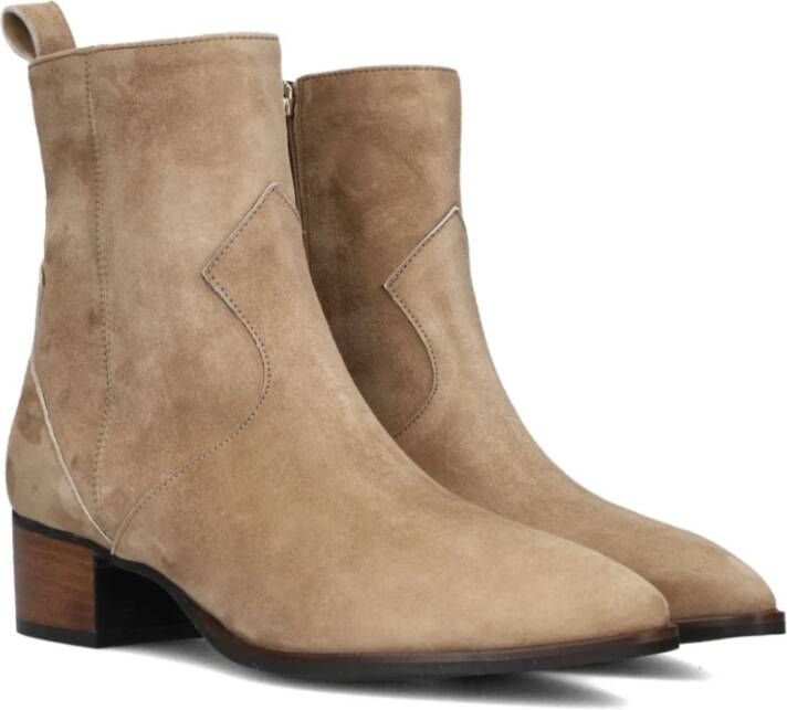 Notre-v Beige Suède Enkellaarzen Stijlvol Model Beige Dames