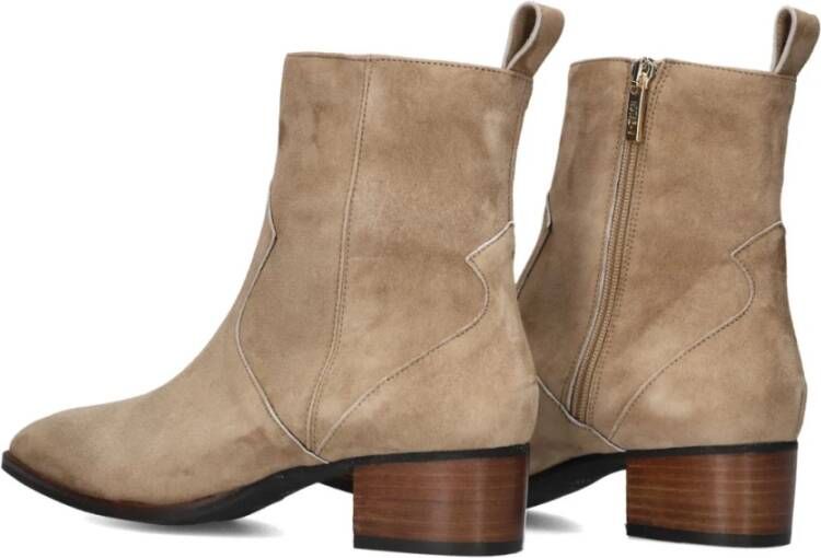 Notre-v Beige Suède Enkellaarzen Stijlvol Model Beige Dames