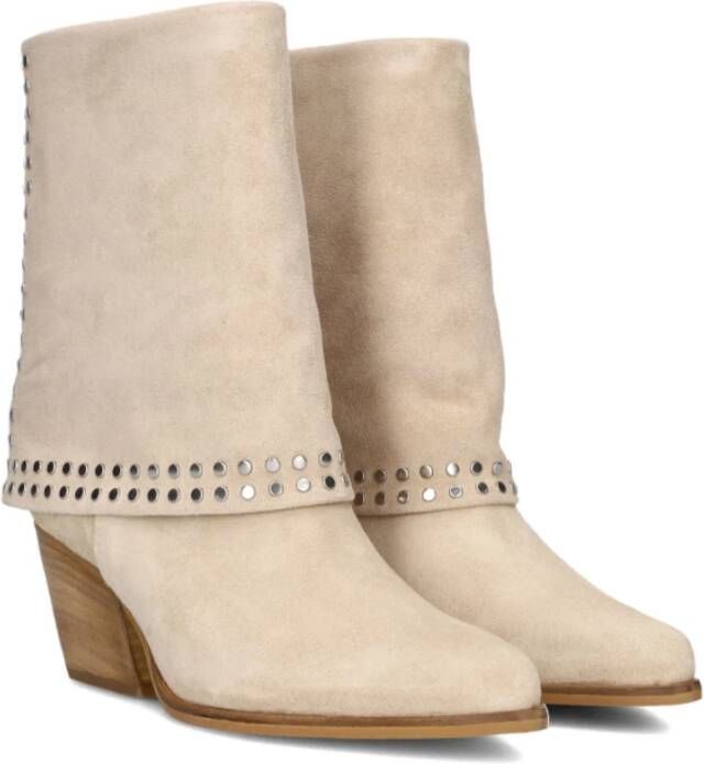 Notre-v Beige Suède Western Enkellaarzen Beige Dames