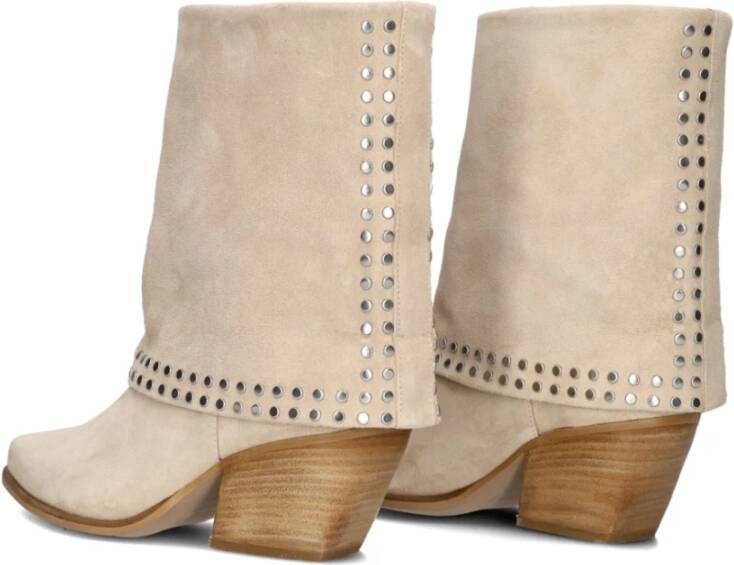 Notre-v Beige Suède Western Enkellaarzen Beige Dames