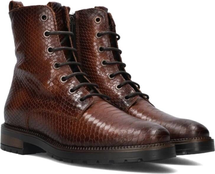 Notre-v Cognac Leren Veterschoenen Brown Dames