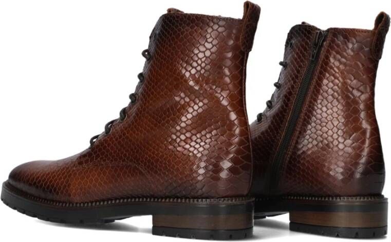 Notre-v Cognac Leren Veterschoenen Brown Dames