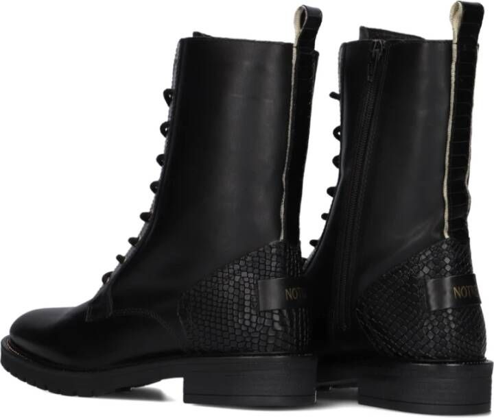 Notre-v Stijlvolle zwarte veterschoenen Black Dames