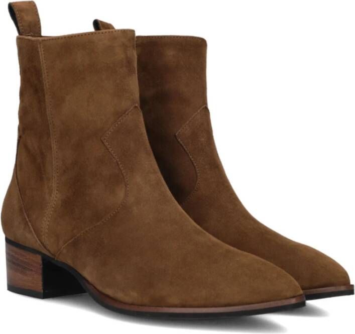 Notre-v Suède Enkellaarsjes Cognac 3221 Brown Dames